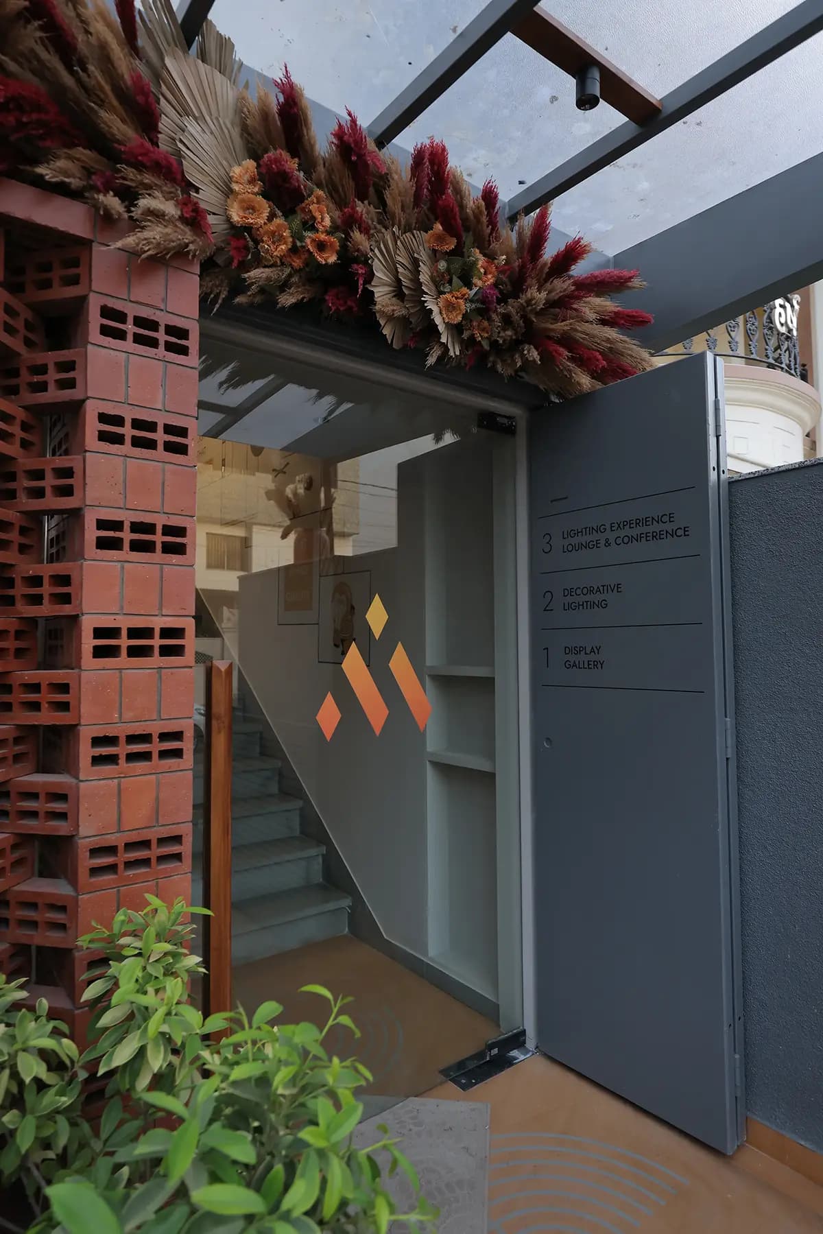 The AMI Lighting studio entrance and floor directory